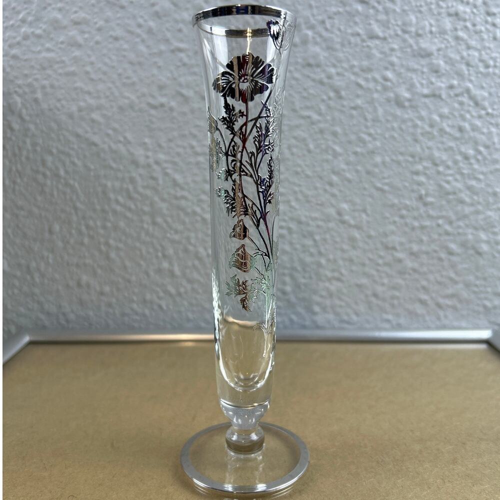 Vintage Silver City Flanders Sterling Silver Overlay Poppy Bud Vase 7”